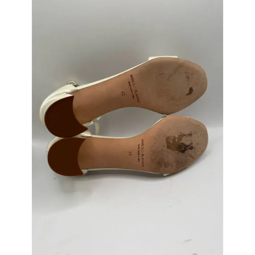 Shoe Size 12 MANOLO BLAHNIK Ivory PATENT Luxury - Sandals - Picture 5 of 5